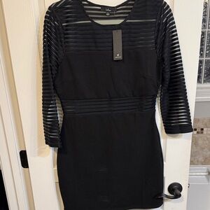 Lulu's Black Striped Sleeve Dress